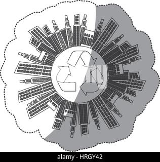 Silhouette der Stadt mit Build und Hilfe Umwelt-Symbol Stock Vektor