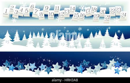 Drei Banner mit Adventskalender Stock Vektor