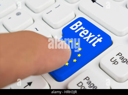 Brexit Konzept-Taste, um die Ausreise aus der EU UK symbolisieren. Schaltfläche "Austritt". Stockfoto