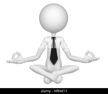 Entspannte Geschäftsmann im Lotussitz meditieren. Isoliert Stockfoto