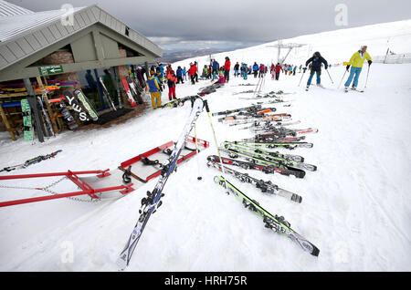 Die Schneehühner Talstation Skizentrum in der Cairngorm Mountain Range, Aviemore. Stockfoto