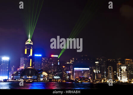 Symphonie des Lichts, Skyline von Hongkong Island, China - Symphony Of Lights, Skyline, Hongkong Island, China Stockfoto