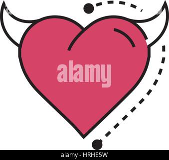 Liniensymbol Stil Herz Teufel rosa Stock Vektor