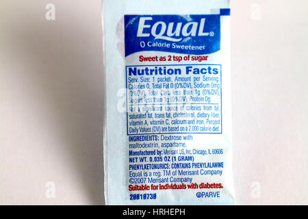 Zucker-Ersatz-Ernährung-Info Stockfoto