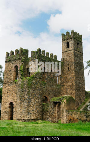 Burg von Kaiser Fasilides in Gonder Stadt in Äthiopien, königliche Gehege gebaut Stockfoto