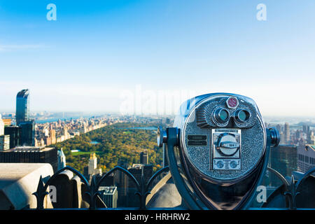 Die Aussichtsplattform mit Blick auf Central Park aus der Rockefeller-Turm, New York City, Vereinigte Staaten von Amerika, Nordamerika Stockfoto