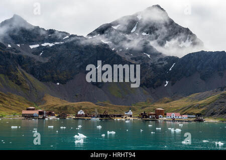 Ehemalige Walfangstation Grytviken, Südgeorgien, Antarktis, Polarregionen Stockfoto