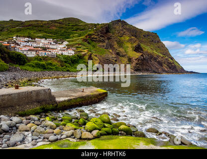 Blick auf die Vila Corvo, Corvo, Azoren, Portugal, Atlantik Stockfoto