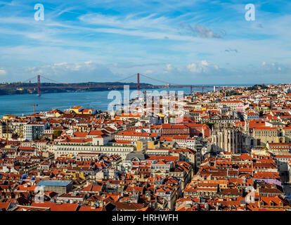 Stadtbild von Sao Jorge Castle, Lissabon, Portugal gesehen Stockfoto