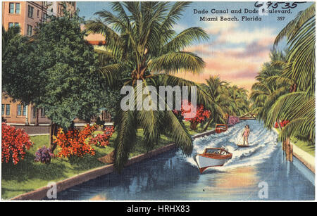 Dade Kanal und Dade Boulevard, Miami Beach, Florida Stockfoto