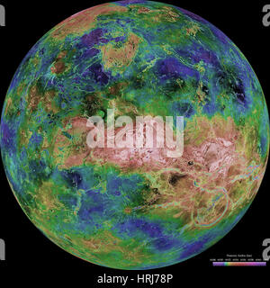 Venus, hemisphärische Ansicht zentriert um 90 Grad östlicher Länge Stockfoto