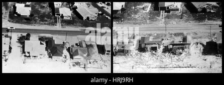 Vor und nach dem Hurrikan Eloise (1975) Stockfoto