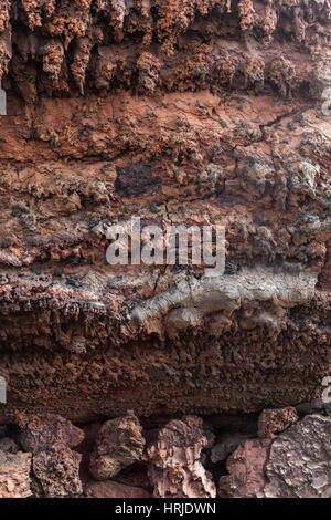 Vulkanischer Lava Textur. Timanfaya, Lanzarote, Kanarische Inseln, Spanien Stockfoto