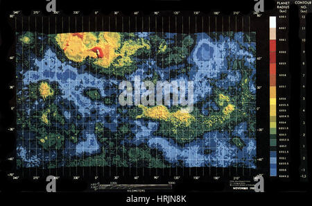 Venus, topographische Karte Mercator-Projektion Stockfoto