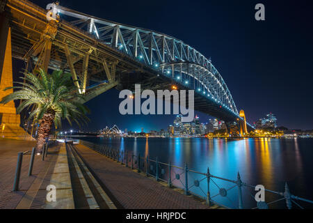 Sydney. Stadtbild Bild von Sydney, Australien mit Harbour Bridge bei Nacht. Stockfoto