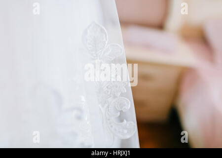 White Wedding Dress Nahaufnahme Stockfoto