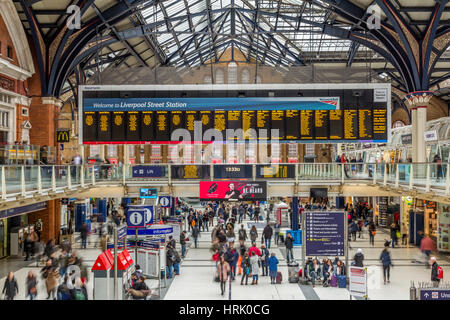 London Liverpool Street Bahnhofshalle Stockfoto