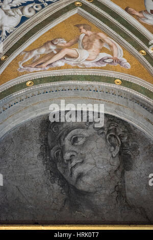 Rom. Italien. Villa Farnesina. Kopf eines jungen Mannes, einmal zugeschrieben Michelangelo, vermutlich jetzt von Sebastiano del Piombo oder Baldassare Peruzzi Stockfoto