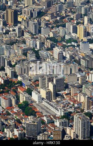 Blick auf Viertel Botafogo, Corcovado, Rio De Janeiro, Brasilien Stockfoto