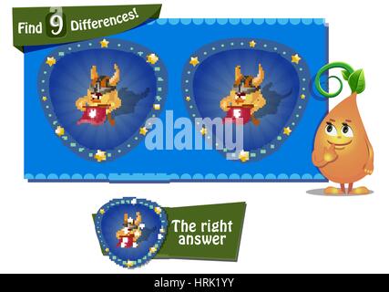 Visuelle Spiel für Kinder. Aufgabe: ermitteln Sie 9 Unterschiede das Küken Stock Vektor
