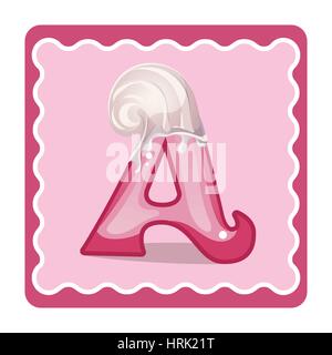 Karten für Kinder zum Erlernen des Alphabets. Buchstabe a als Schokolade, in Form von Süßigkeiten und Kuchen. Vektor-Illustration Stock Vektor