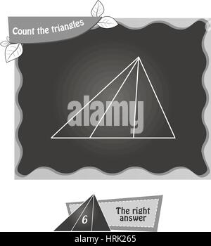 visuelle Spiel für Kinder. Aufgabe: zählen Sie die Dreiecke. schwarze und weiße Vektor-illustration Stock Vektor