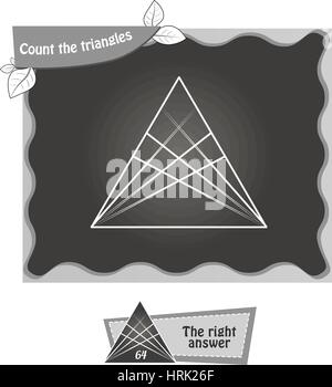 visuelle Spiel für Kinder. Aufgabe: zählen Sie die Dreiecke. schwarze und weiße Vektor-illustration Stock Vektor