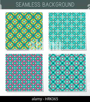Vier schöne Sommer nahtlose Ornament. Mandala. Vintage Deko-Elemente. Islam, Indian. Keramische Fliesen. Reihe von schönen ethnischen, orientalische ornamen Stock Vektor