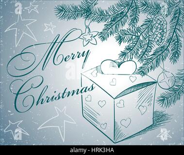 Weihnachten handgezeichneten Fell Baum für Xmas-Design. Stock Vektor