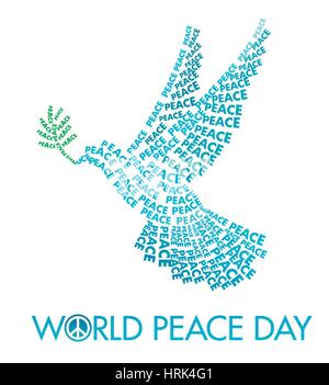 Internationalen Tag des Friedens Plakat-Vorlagen mit Taube von Buchstaben auf einem weißen Hintergrund Stock Vektor