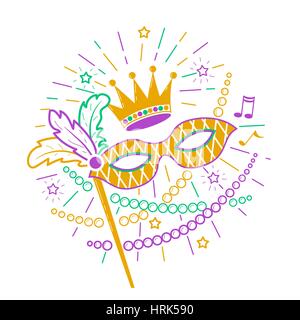 Karneval Maske Symbol. Vektor-Design-Illustration der Feier in der linearen Stil Stock Vektor