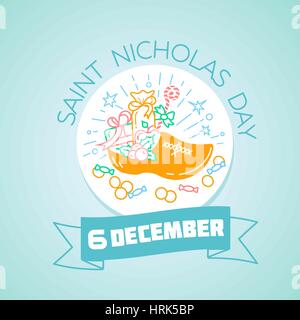 Kalender für jeden Tag am 6. Dezember. Grußkarte. Urlaub - Nikolaus. Symbol in der linearen Stil Stock Vektor