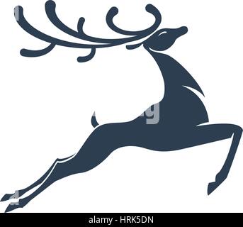 Hirsch silhouette Weihnachten oder Neujahr Stock Vektor