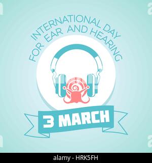 Kalender für jeden Tag am 3. März. Grußkarte. Urlaub - internationaler Tag für Ohr und hören. Symbol in der linearen Stil Stock Vektor