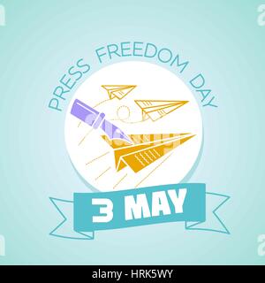 Kalender für jeden Tag am 3. Mai. Grußkarte. Feiertag - Tag der Pressefreiheit. Symbol in der linearen Stil Stock Vektor