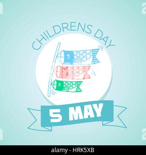 Kalender für jeden Tag am 5. Mai. Grußkarte. Ferien - Kindertag in Japan. Symbol in der linearen Stil Stock Vektor