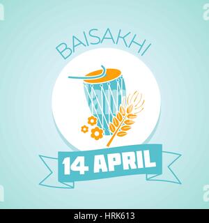 Kalender für jeden Tag am 14. April. Urlaub - Baisakhi (Vaisakhi).  Bildung Eco Icon in der linearen Stil. Tag des ökologischen Wissens Stock Vektor