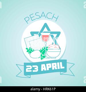 Kalender für jeden Tag am 23. April. Grußkarte. Urlaub - Pessach. Symbol in der linearen Stil Stock Vektor