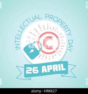 Kalender für jeden Tag am 26. April. Grußkarte. Urlaub - Welttag des geistigen Eigentums. Symbol in der linearen Stil Stock Vektor