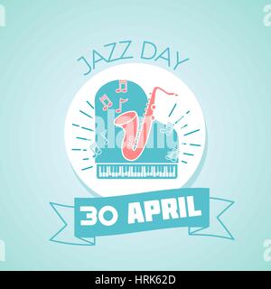 Kalender für jeden Tag am 30. April. Grußkarte. Feiertag - Jazz. Symbol in der linearen Stil Stock Vektor