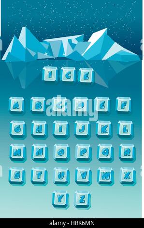 Lustige Cartoon glänzen eisige Schriftart - Buchstaben von A bis Z, Vektor-Cliparts für Ihre Weihnachtsmotiv oder text Stock Vektor