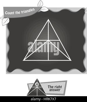 visuelle Spiel für Kinder. Aufgabe: zählen Sie die Dreiecke. schwarze und weiße Vektor-illustration Stock Vektor