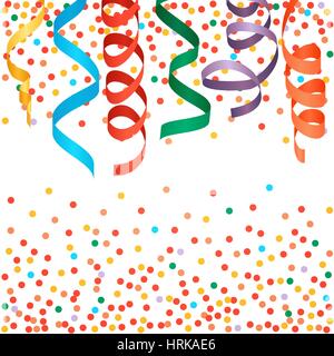 Karneval-Luftschlangen und Konfetti Hintergrund. Vektor-Illustration. Stock Vektor