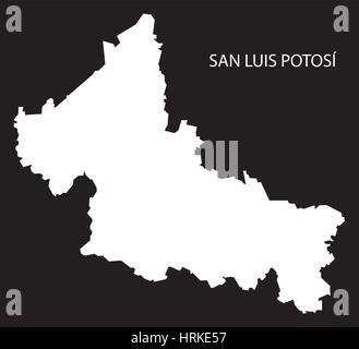 Karte San Luis Potosi in Mexiko schwarz invertiert silhouette Stock Vektor