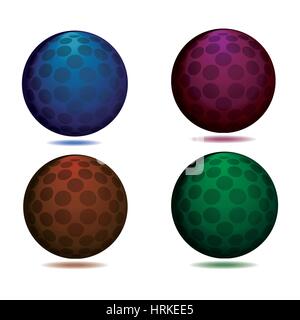 Satz von vier abstrakten Sphäre Vektor Icon oder Logo mit kreisförmigen Vernetzung ringsum. Stockfoto