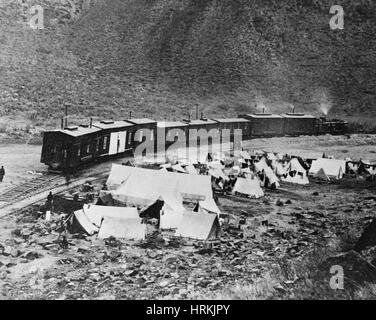 Bau der transkontinentalen Eisenbahn 1868 Stockfoto