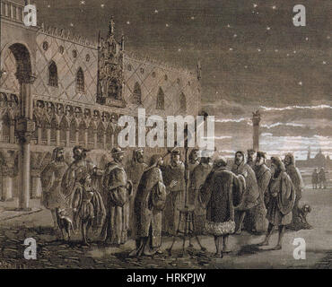 Galileo Galilei sein Fernrohr 1609 demonstrieren Stockfoto