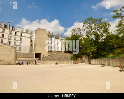 Arènes de Lutèce, das Römische Amphitheater. Paris, Frankreich. Stockfoto