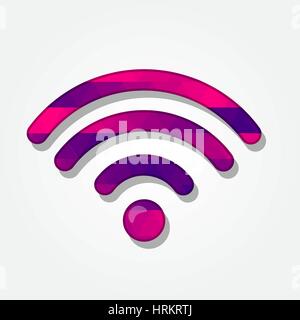 WiFi-Symbol mit einem farbigen Dreiecke bilden einen Farbverlauf, lila, rosa. Stock Vektor