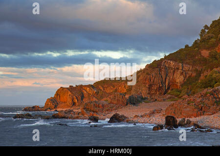 Felsige Küste von Hovs Hallar, Naturschutzgebiet entlang der Ostsee auf der Halbinsel Bjäre, Skåne / Scania, Schweden Stockfoto